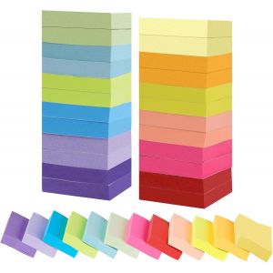 2400 Notes Sticky Notes-12 Couleurs Vive Mini Notes Autocollantes 50 X 38 Mm-Petit Bloc Note Pour Maison/Bureau/École-100 Feuilles/Pad-24blocs Feuilles Super Sticky Adhésives Notes - Neuf
