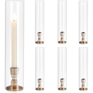 Bougeoir Verre Pour Chandeliers: 6 Pcs Porte-Bougies Cylindriques Chandelier Bougoir Bougeoir En Bois Avec Verre Amovible Pour Centre De Table Mariage Evénement Noël Ou Décoration D'intérieur - Neuf