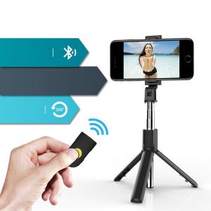 Bluetooth Selfie Stick, Extensible Portable Selfie B&acirc;ton T&eacute;lescopique R&eacute;glable Rotation B&acirc;ton Avec Tr&eacute;pied, T&eacute;l&eacute;commande, Titulaire T&eacute;l&eacute;phone Pour Les Smartphones - Neuf