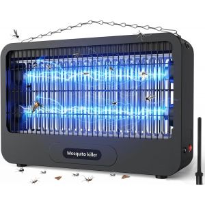 Lampe Anti Moustique, Tue Mouche &Eacute;lectrique 20W 3500V, Pi&egrave;ge Moustique Avec Cha&icirc;ne M&eacute;tallique, S&eacute;curis&eacute;, &Eacute;co-&Eacute;nerg&eacute;tique Et Silencieuse, Pour Int&eacute;rieur Et Ext&eacute;rieur (100M&sup2;) - Neuf