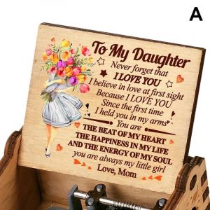 Bo&icirc;te &Agrave; Musique En Bois Grav&eacute;e Bo&icirc;te &Agrave; Musique &Agrave; Manivelle Pour Fille &Eacute;pouse Anniversaire Festival Cadeaux A - Neuf