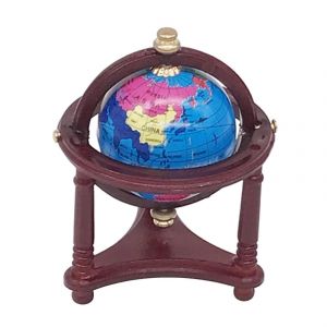 Globe Du Monde &Agrave; L&iquest;&Eacute;chelle 1/12 Avec Support En Bois, Mini Globe Pour Maison De Poup&eacute;e Bureau Affichage D&eacute;coration Rouge - Neuf
