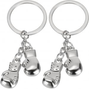 Eryi-Porte-Clés Gants De Boxe, Lot De 2 Mini Porte-Clés Mignons De Boxe Pour Hommes Femmes, Décoration De Sac À Dos, Cadeaux De Fête, Argent - Neuf