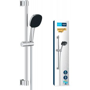 Grohe - Vitalio Comfort 110 Ensemble de douche, 3 jets (Pluie/Stimulant/Massage), Barre 60cm, Flexible 1.75m), A coller avec Grohe - QuickGlue ou à visser, Chromé, 26096001 - Neuf