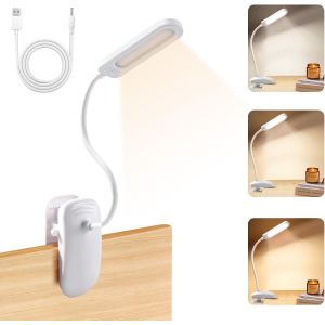 Kalanka-Diboniur Lampe De Bureau &Agrave; Pince Avec Adaptateur Usb, Lampe De Lecture Led Rechargeable, 360&deg; Flexible, 3 Couleur Et Intensit&eacute; R&eacute;glables Pour &Eacute;tude Et Travail - Neuf