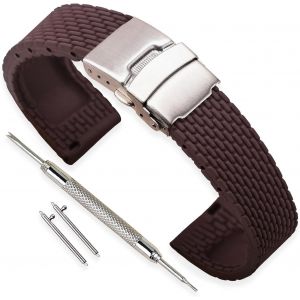 Kal-Bracelet Montre Remplacer Silicone Bracelet Montre Homme Femme Noir - 18mm, 20mm, 22mm, 24mm Caoutchouc Montre Bracelet Avec Quick Release Pins & Boucle Déployante - Neuf
