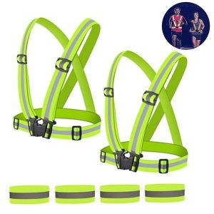 Gilet De S&eacute;curit&eacute; R&eacute;fl&eacute;chissant Haute Visibilit&eacute; - Enti&egrave;rement R&eacute;glable Avec 2 Sangles R&eacute;fl&eacute;chissantes Pour La Course, Le V&eacute;lo, La Randonn&eacute;e Et Les Activit&eacute;s Nocturnes - Neuf