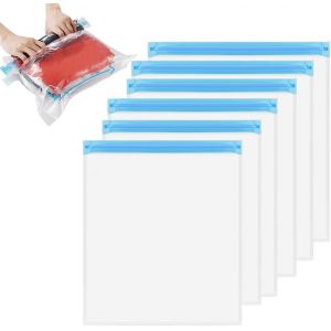 loc-6 Pi&egrave;ces Sac Sous Vide Roul&eacute; &Agrave; Main,Sacs De Compression Sous Vide Voyage,Sacs De Rangement Sous Vide,Sac Aspirant Rangement Vetement Voyages R&eacute;utilisable,Pour Voyage &Eacute;conom Ur Espace (3 Tailles) - Neuf