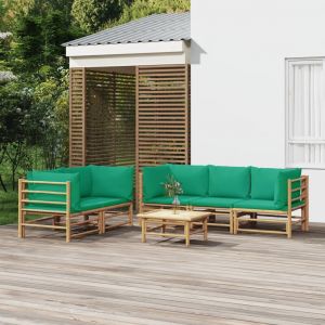 Prolenta Premium - Salon De Jardin 6 Pcs Avec Coussins Vert Bambou - Neuf