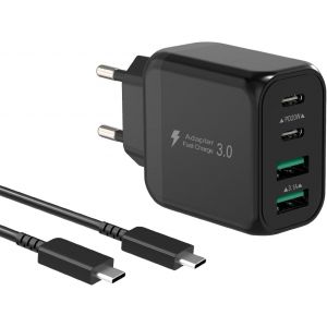 TRAHOO-40W Chargeur USB C Rapide, 4 Port 2USB C& 2USBA PD+QC Multi Secteur Chargeur Rapide pour iPhone 15 Pro Max/14/13/12/11 Plus, Pad Pro Air Mini, Samsung S24 Ultra Type C Adaptateur avec 2M C&acirc;ble - Neuf
