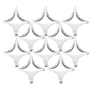 HJLIAN Lot de 10 ballons en aluminium en forme d'etoile a quatre branches de 25,4 cm, pour decoration de fete d'anniversaire ou de mariage (argente) - Neuf