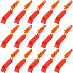 Lot De 15 Sifflets De Sécurité D'urgence Avec Cordons, Rouges, Pour Camping, Navigation Et Randonnée. - Neuf