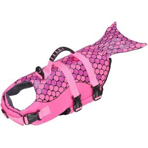 Gilet De Sauvetage Pour Chien (Queue De Poisson Rose), Maillot De Bain De Protection, Ceinture Réfléchissante, Piscine, Plage, Gilet De Sauvetage Réglable Haute Visibilité Pour Bateau - Neuf