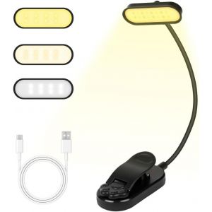 Fabur-Lampe De Lecture Led, Liseuse Clip Rechargeable, Lampe De Lecture À Pince, Gradation Progressive & 3 Modes Protection Des Yeux(Chaud/Blanc/Mixte), 360° Cou Flexible, Pour Lire Au Lit,Enfant. - Neuf