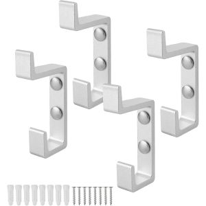 Argent Patere Mural, 4 Pi&egrave;ce Pat&egrave;re Salle de Bain, Aluminium Spatial &Eacute;paissi, Pat&egrave;re Conception &agrave; Double Crochet, Livr&eacute;e Avec Vis, Adapt&eacute;e Salle Bain, Salon, Chambre - Neuf