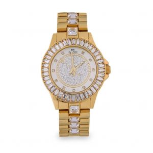Bs Strass Femmes Femelle Quartz Analogique Montre Alliage Bracelet Rond Bo&icirc;tier Montre-Bracelet Or - Neuf