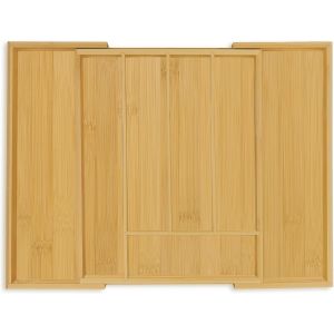 Range-Couverts,Extensible,5 À 7 Compartiments,Système De Rangemenr Pour Le Tiroir,Bambou Et Mdf,Nature - Neuf