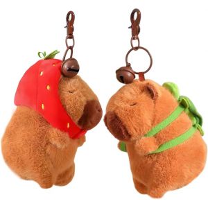 KAL-2Pcs Kawaii Capybara Porte Clef Peluche, Porte Clés Jouets, Mignon Keychain, Pour Sac À Dos, Jouet - Neuf