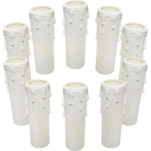 2024 10 Pcs Bougie Drip Sleeves 30 mm x 100 mm Blanc Plastique Bougie Couvre Tubes pour Lustre Appliques Murales - Neuf