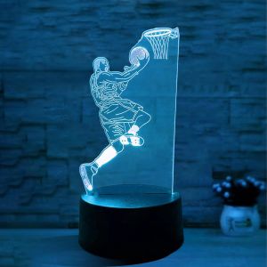 Lampe Basketball 3d, Veilleuse Basketball, Veilleuse Enfant 3d Lampe, Veilleuse À Vision Variable 16 Couleurs Avec Télécommande, Cadeau Surprise Pour Les Enfants - Neuf