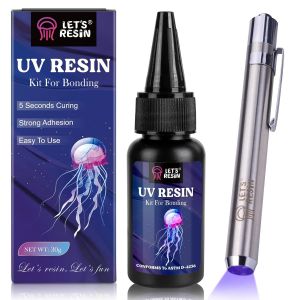MEVRONISSHOP-Colle avec Lampe UV, Collage & Durcissement en quelques secondes, 25g Resine UV pour Bijoux, le Soudage, la R&eacute;paration du Plastique, la Lumi&egrave;re en Verre - Neuf