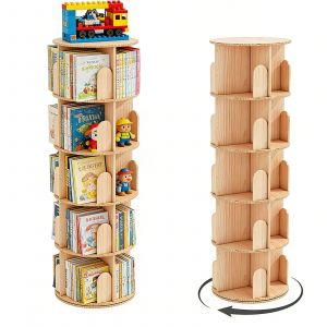 WUMAGIN - Biblioth&egrave;que pivotante &agrave; 360&deg; 5 niveaux - Neuf