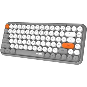 Clavier Bluetooth sans fil, joli mini clavier compact 84 touches, connexion sans fil 2,4 GHz, touches rondes rétro en ABS, panneau mat, design ergonomique pour PC, ordinateur portable (orange dégradé) - Neuf