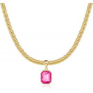 Collier En Cristal Doré Épais Pour Femmes À La Mode, Chaîne De Quille Plaquée Or 18 Carats, Collier Avec Pierre De Naissance, Bijoux Cadeaux - Neuf