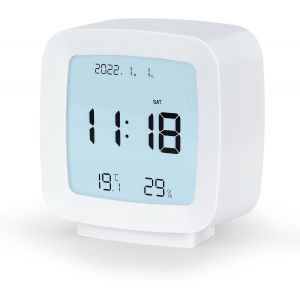 KAL-Réveil Numérique À Piles Lcd Portable, Horloge Digitale Avec Température, Calendrier, Rétroéclairage, Snooze, Petit Reveil Matin Pour Voyage Chambre Bureau, Blanc - Neuf