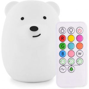 Coloré Veilleuse Enfant, Toucher Lumière Led Lampe De Nuit, 9 Couleurs Usb Rechargeable Lampe Sensible, Lampe De Silicone, Lampe De Chevet, Ambiance Légère, Éclairage Intérieur, Chambre - Ours - Neuf