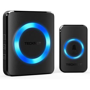 Kalanka-Sonnette Sans Fil Exterieur &Eacute;tanche, Ip65 &Eacute;tanche 400 M&egrave;tres Sonnette Electronique, 60 M&eacute;lodies 5-Niveaux Led Bleu, Pour Maison, H&ocirc;tel, Urgence-Noir - Neuf