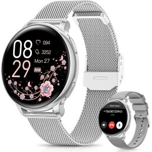 Montre Connect&eacute;e Femme avec Appel Bluetooth, 1.27"" HD Smartwatch Fonction F&eacute;minine, 120+ Modes Sportifs, 24H Fr&eacute;quence Cardiaque, 24H SpO2, Sommeil, Calories IP68 Podom&egrave;tre Android iOS Argent - Neuf
