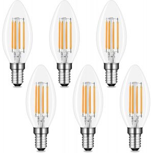Sjzg-Ampoule Led E14 C35 4w Blanc Froid 6000k, 400lm, Ac 230v, &Eacute;quivalent E14 40w Incandescent, Ampoule Bougie Led Petit Culot E14 Pour Eclairage D&eacute;coratif, Non-Dimmable, Lot De 6 - Neuf