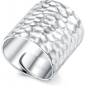Kgabery-Bagues En Argent 925 Pour Femmes Hommes Bagues Large Et Réglables Fait À La Main Bague Dôme Faite À La Main Bague En Argent Pour Femmes Hommes,Réglables - Neuf