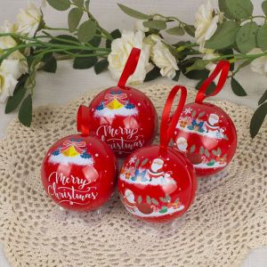 Boîte à bonbons en fer blanc rouge double pour personnes âgées - Décorations de Noël suspendues pour sapin de Noël pour enfants - Neuf