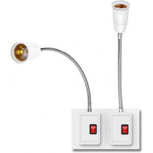 2 Pièces Porte E27 LED avec Interrupteur, Support De Lampe Convertisseur, Douille E27, Prise Murale, Lampe de Lecture pour Chambre Bureau - Neuf