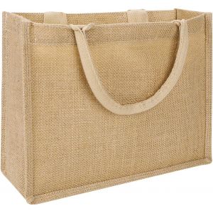 Sjzg-Cabas En Toile De Jute Naturel Avec Poign&eacute;es - Fourre-Tout R&eacute;utilisable, Pliable Pour Courses - Sac Cadeau En Lin Pour Rangement Et Provisions - Neuf