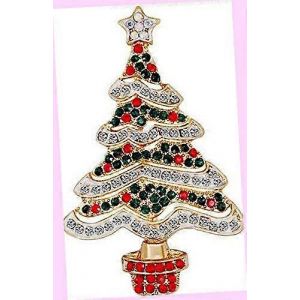 Broche Classique Blanche En Strass Pour No&euml;l, Style Vintage Vert Et Rouge, Accessoire &Eacute;l&eacute;gant Pour Les F&ecirc;tes. - Neuf