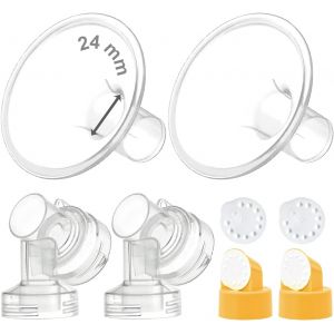 Brand Lot De 2 Boucliers De Poitrine 2 Pi&egrave;ces 24 Mm Avec Valve Et Membrane Pour Tire-Lait Medela 24mm - Neuf