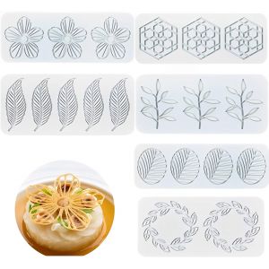 Kal-6 Pièces Feuille Silicone Moule,3d Feuilles Forme Silicone Moule, Moules À Fondant En Silicone De Qualité, Pour Accessoires De Gâteaux, Moule Décoration Gâteau - Neuf