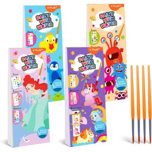 ERYI-Peinture De Poche Avec Livre De Coloriage Pour Tout-Petits, Activités Artistiques, Jouets D'Artisanat, Papier De Peinture Aquarelle Pour Enfants, Cadeau Avec Pinceau, Lot De 4 - Neuf