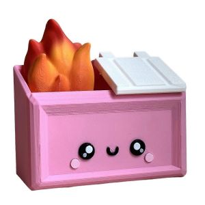 Figurine de bureau en forme de benne &agrave; ordures en feu imprim&eacute;e en 3D,accessoire amusant A - Neuf
