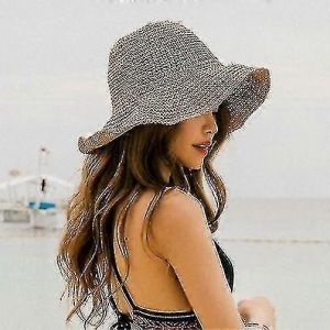 Chapeaux De Soleil Pour Femmes Pliables À Large Bord De Paille Chapeau De Soleil D'été Chapeau De Plage Pour Femmes Fille, Taille Unique - Neuf