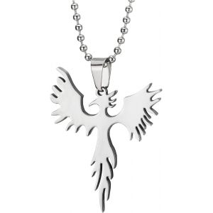 Kal-Pendentif De Plat Ph&eacute;nix - Collier Femmes Homme Acier Inoxydable - 60cm Cha&icirc;ne De Boule - Poli - Neuf