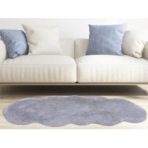 Tapis En Fausse Fourrure Grise 60 X 90 Cm Pour Salon, Chambre, Fauteuil, Canap&eacute; Et Table De Chevet - Neuf