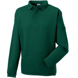 Sweat-Shirt Lourd Col Polo Pour Homme - R-012m-0 - Vert Bouteille - Neuf