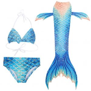 Maillot De Bain Trois Pieces Pour Enfants, Ensemble Bikini Queue De Poisson (130) - Neuf