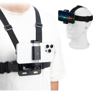 POV Support de poitrine pour iPhone, support de tête pour caméra d'enregistrement Vlog Body Harness Strap Holder Kit pour GoPro, pour DJI Osmo Pocket 3, pour Insta360 X3 X4, pour Samsung.[F1304] - Neuf