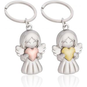 Kal-Porte-Cl&eacute;s Ange Gardien Porte-Bonheur Avec Pendentif En Forme D'ange Avec Coeur, 2 Porte-Bonheur, Joli Pendentif Pour Examens Ou Voiture Suspendue Pour Femmes Petite Amie Coll&egrave;gues - Neuf