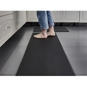 Tapis de porte de cuisine antid&eacute;rapant en cuir PU noir 120 x 45 cm - Neuf